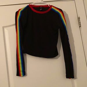 Rue 21 Black and Rainbow Shirt